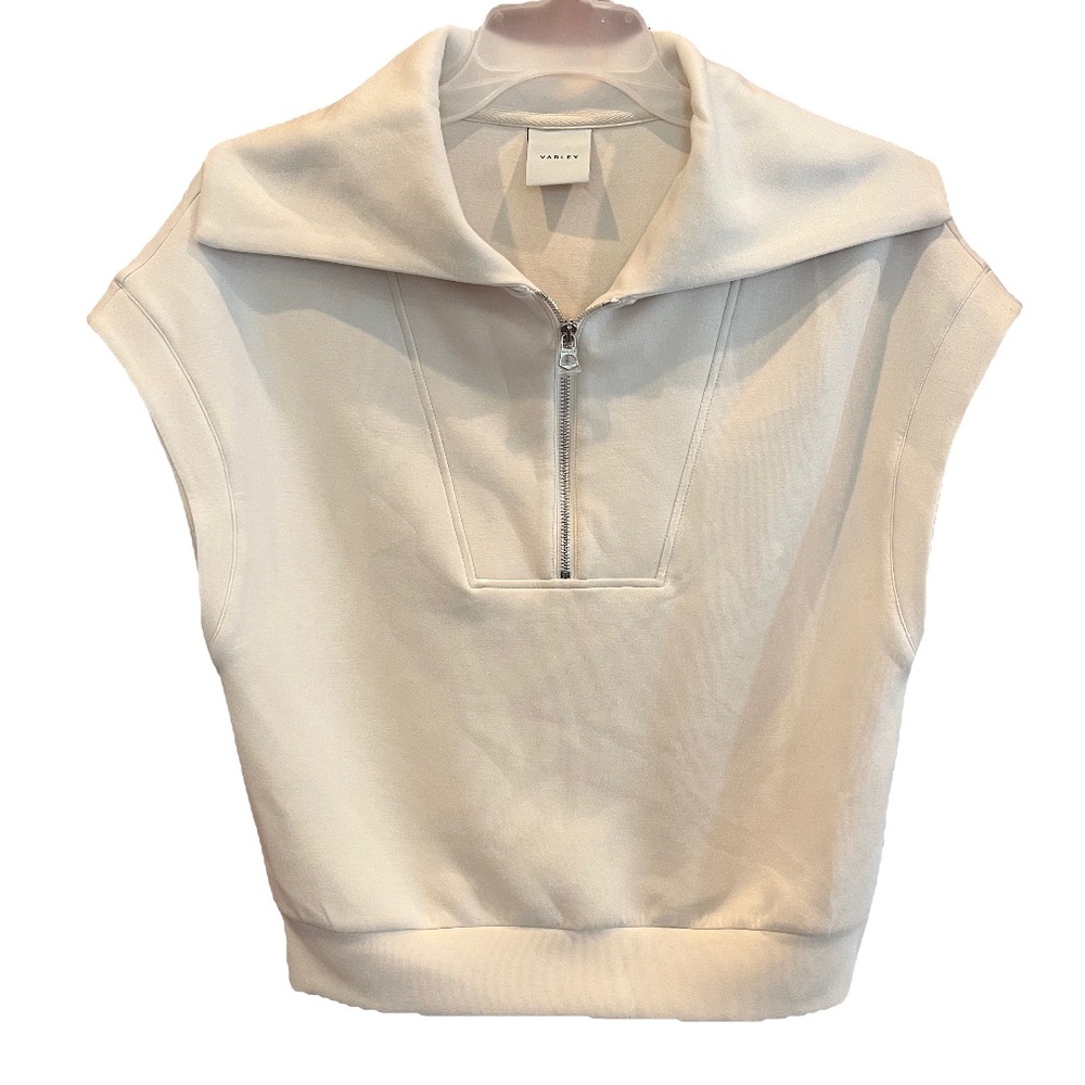 Varley Dexter Half Zip Sweatshirt Vest Womens size Small Beige Doublesoft Gym